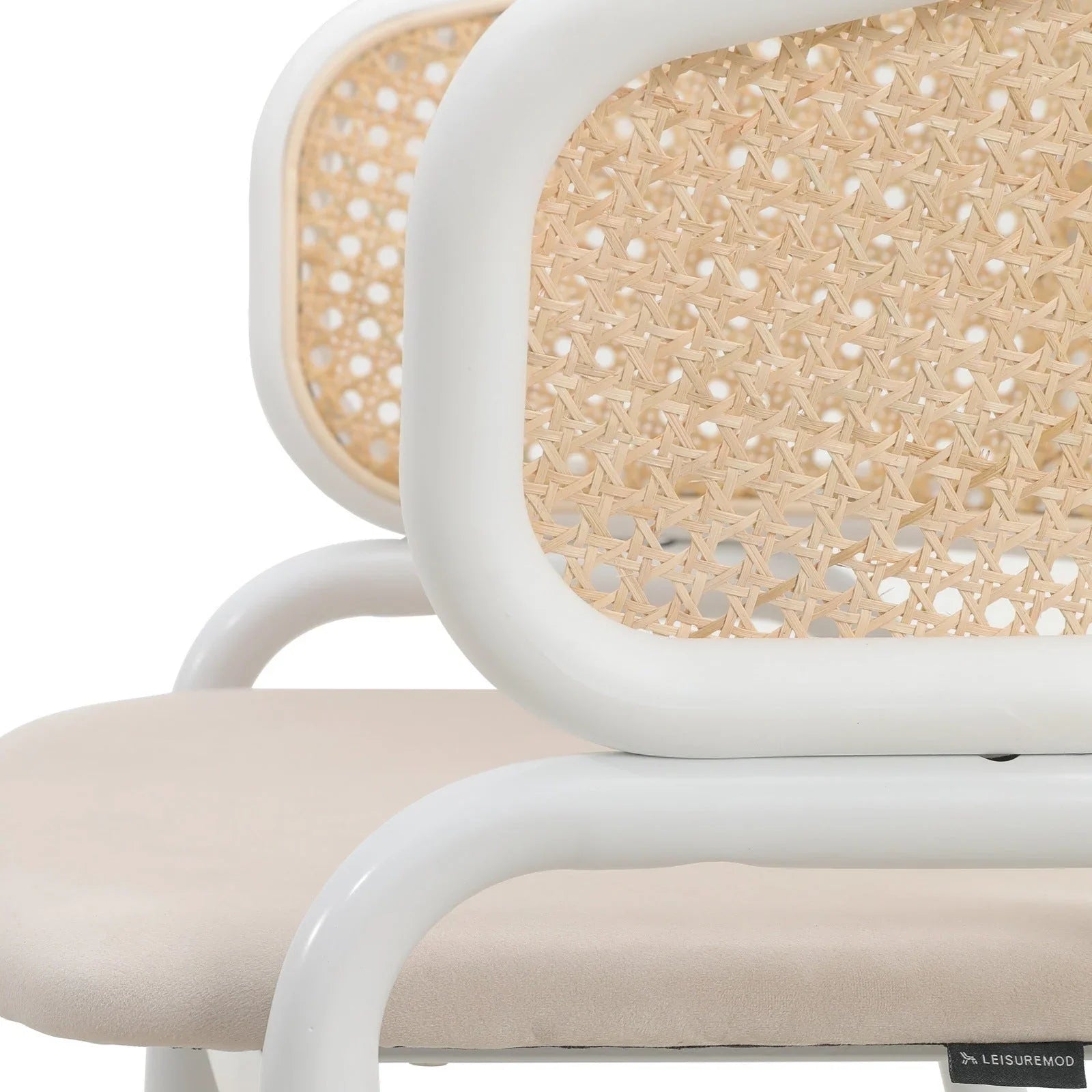 Ervilla Modern Dining Armchair with White Powder Coated Steel Legs and Wicker Back Set of 2 - Elax Furniture