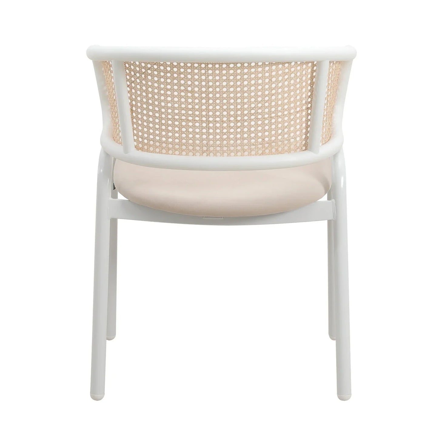 Ervilla Modern Dining Armchair with White Powder Coated Steel Legs and Wicker Back Set of 2 - Elax Furniture