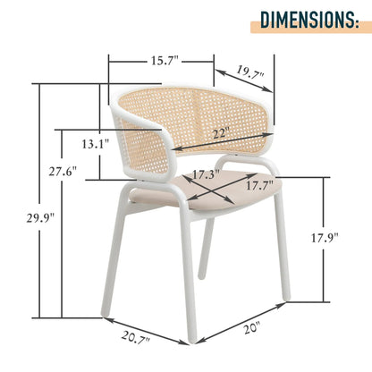 Ervilla Dining Armchair with White/Black Steel Legs and Black/Brown Wicker Back - Elax Furniture