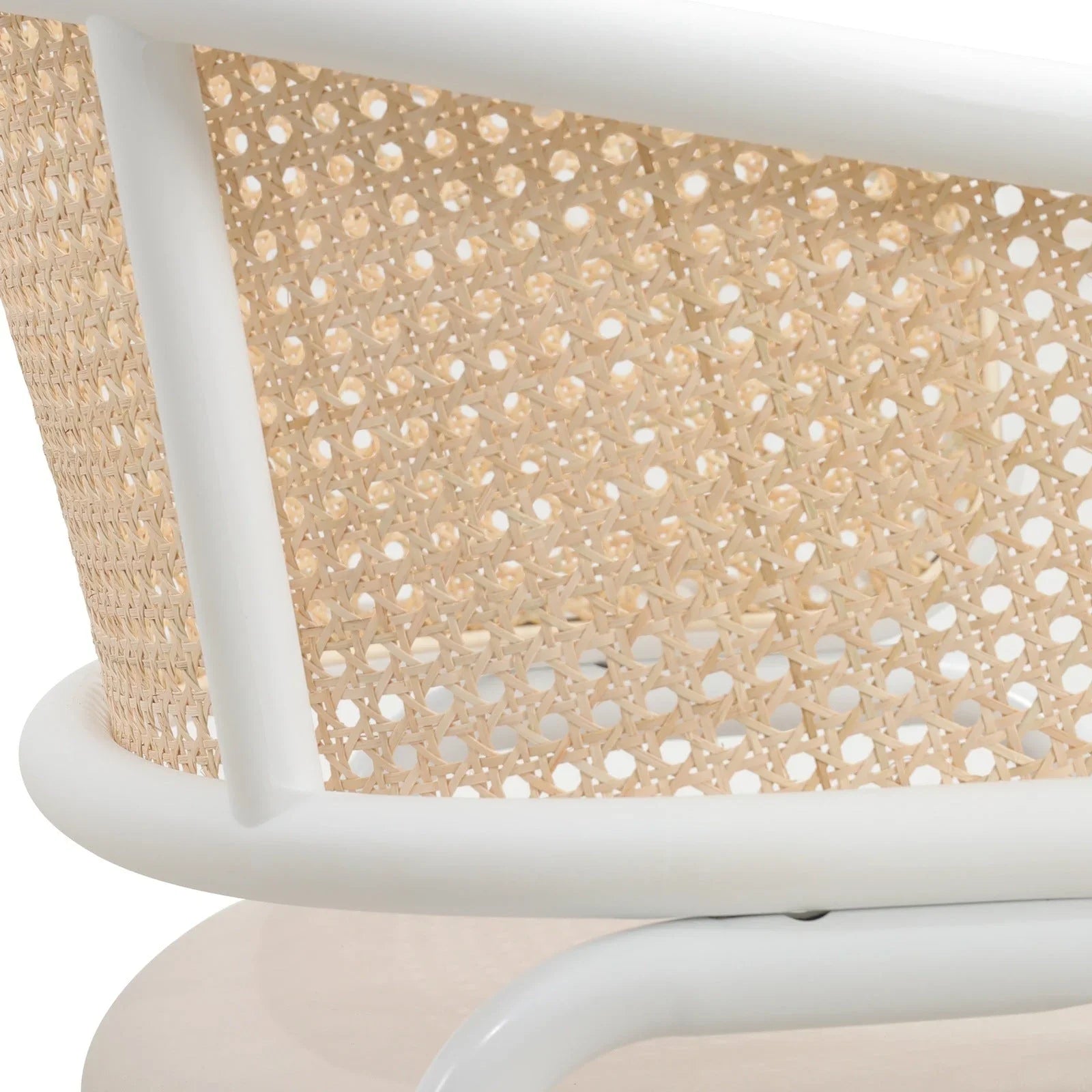 Ervilla Dining Armchair with White/Black Steel Legs and Black/Brown Wicker Back - Elax Furniture