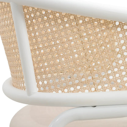 Ervilla Dining Armchair with White/Black Steel Legs and Black/Brown Wicker Back - Elax Furniture