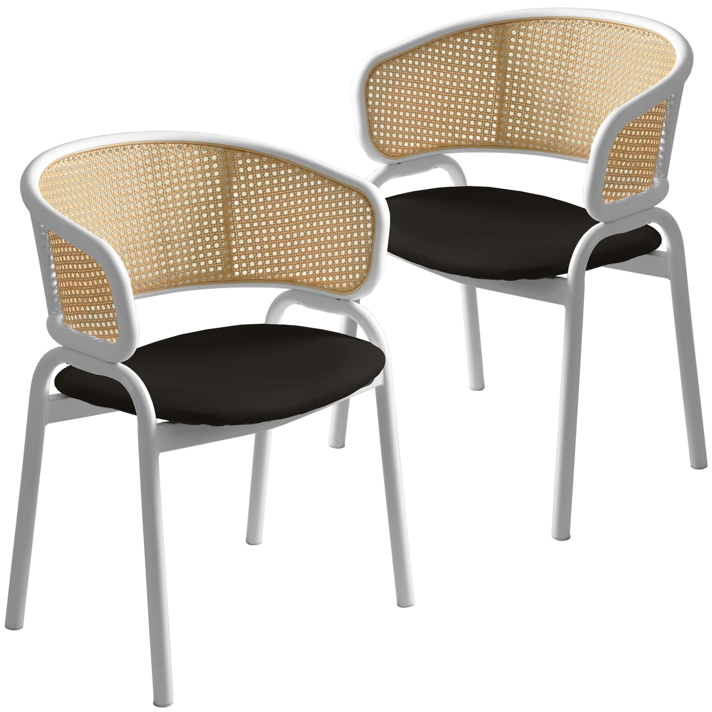 Ervilla Modern Dining Chair with White Frame and Steel Legs Set of 2 - Elax Furniture