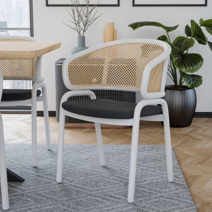 Ervilla Modern Dining Chair with White Frame and Steel Legs Set of 2 - Elax Furniture