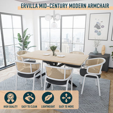 Ervilla Modern Dining Chair with White Frame and Steel Legs Set of 2 - Elax Furniture