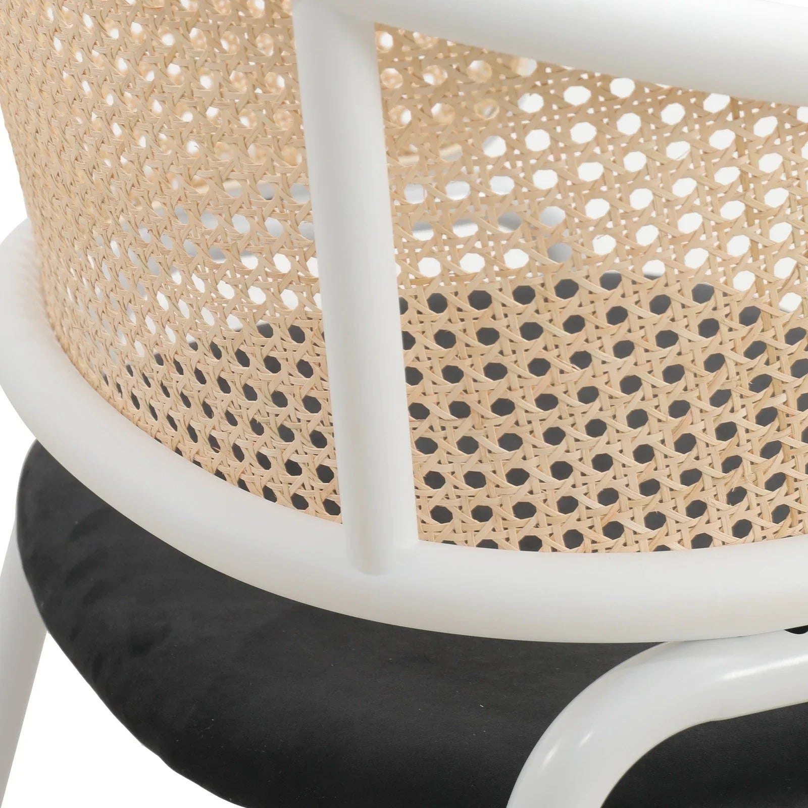 Ervilla Modern Dining Armchair with White Powder Coated Steel Legs and Wicker Back Set of 2 - Elax Furniture