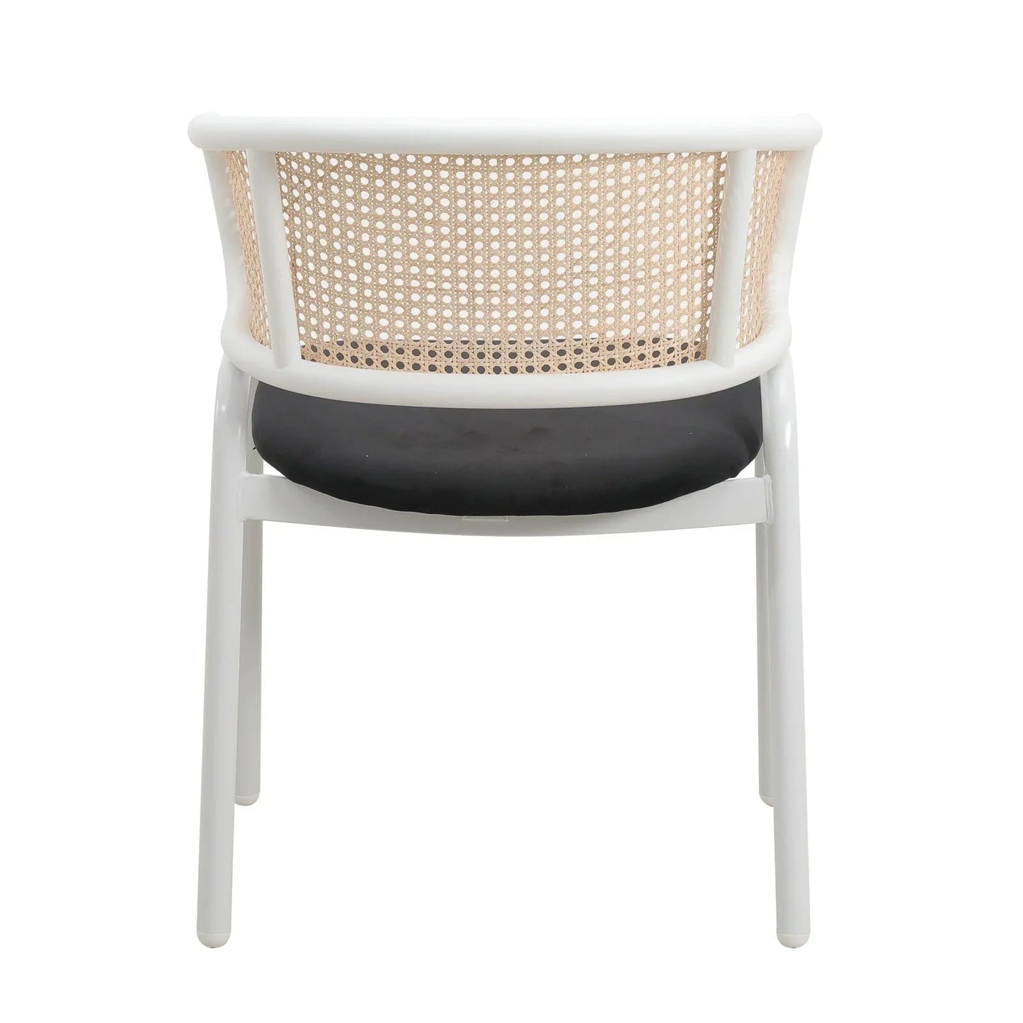 Ervilla Modern Dining Armchair with White Powder Coated Steel Legs and Wicker Back Set of 2 - Elax Furniture