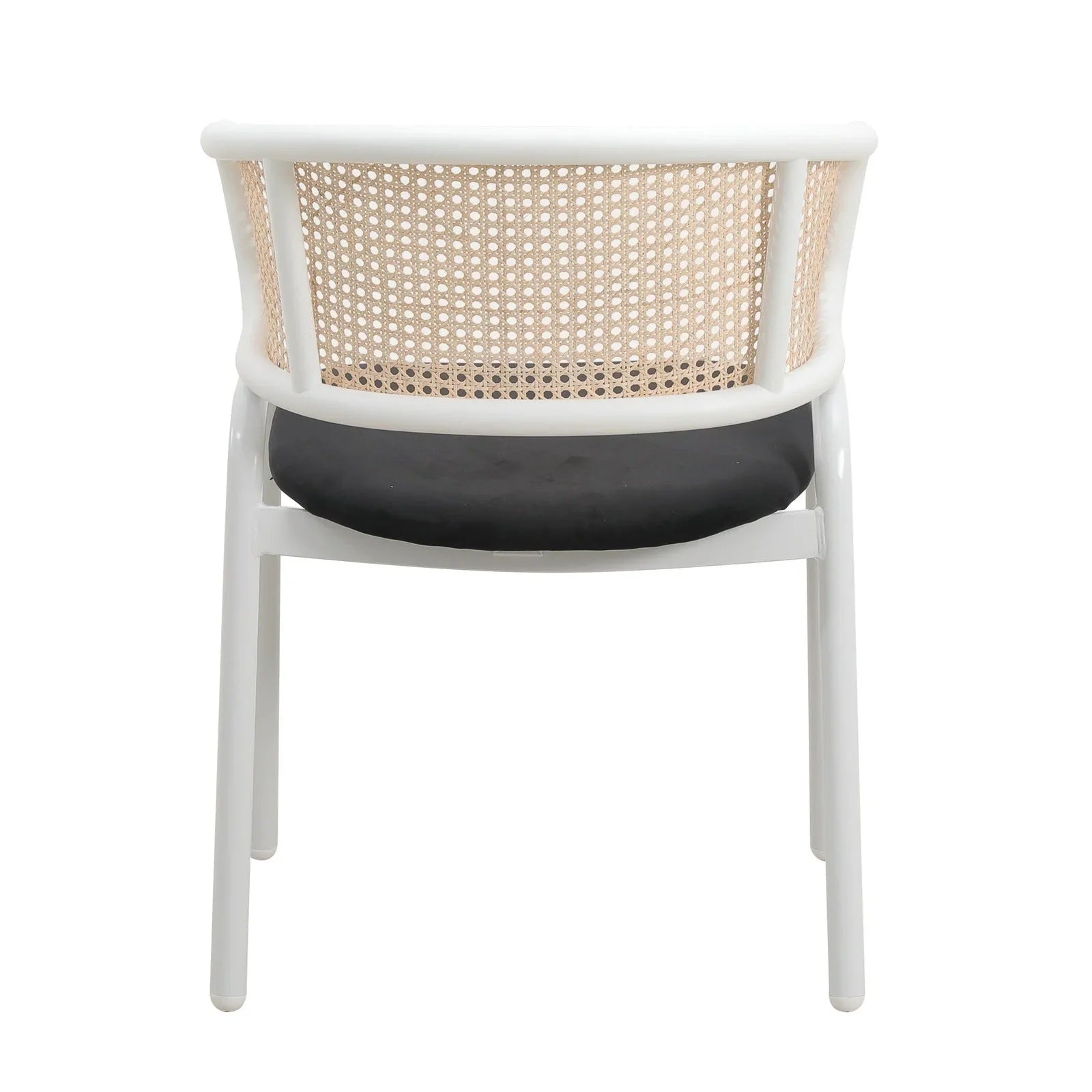 Ervilla Modern Dining Armchair with White Powder Coated Steel Legs and Wicker Back Set of 2 - Elax Furniture