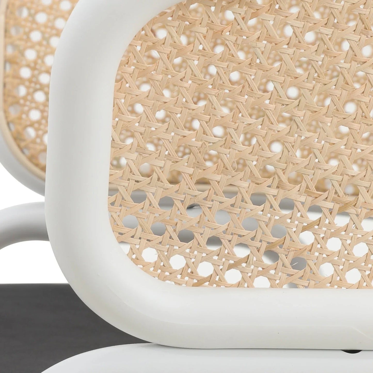 Ervilla Modern Dining Armchair with White Powder Coated Steel Legs and Wicker Back Set of 4 - Elax Furniture