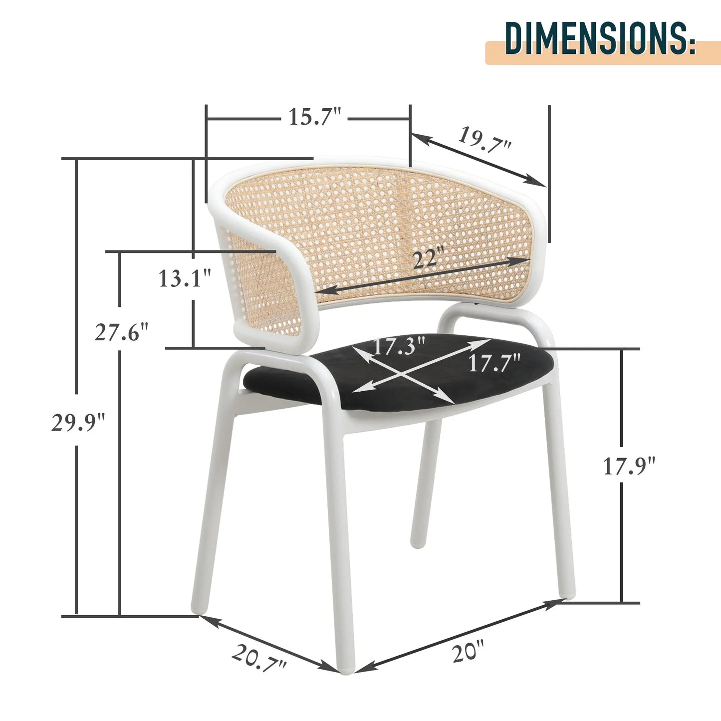 Ervilla Dining Armchair with White/Black Steel Legs and Black/Brown Wicker Back - Elax Furniture
