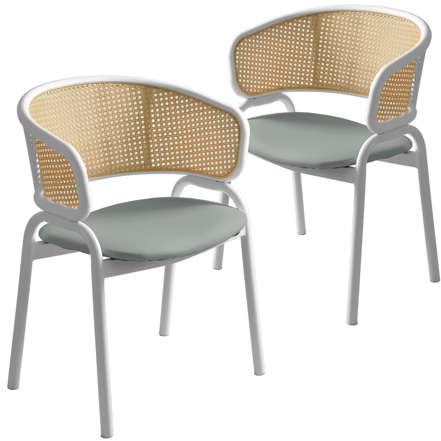 Ervilla Modern Dining Chair with White Frame and Steel Legs Set of 2 - Elax Furniture