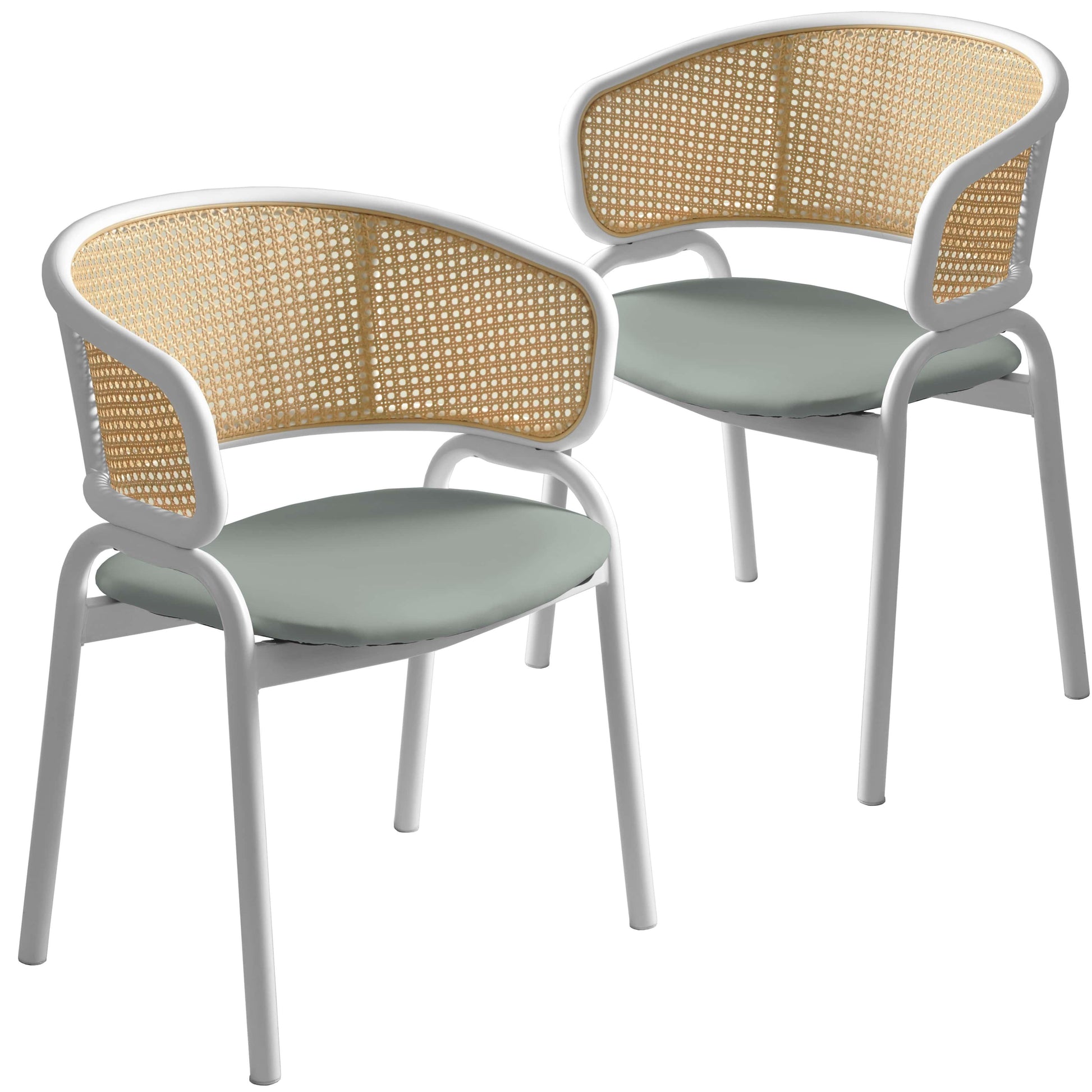 Ervilla Modern Dining Chair with White Frame and Steel Legs Set of 2 - Elax Furniture