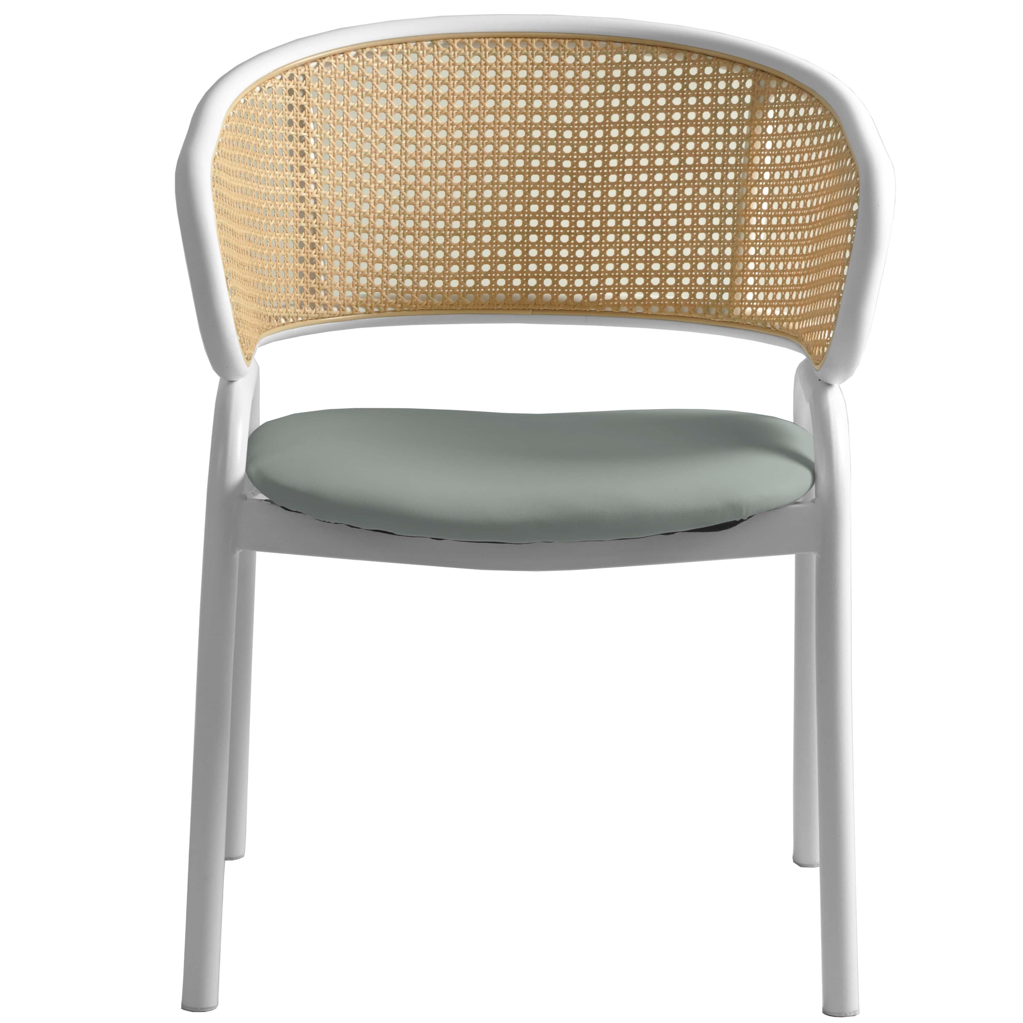 Ervilla Modern Dining Chair with White Frame and Steel Legs Set of 2 - Elax Furniture