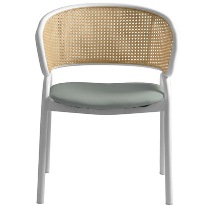 Ervilla Modern Dining Chair with White Frame and Steel Legs Set of 2 - Elax Furniture