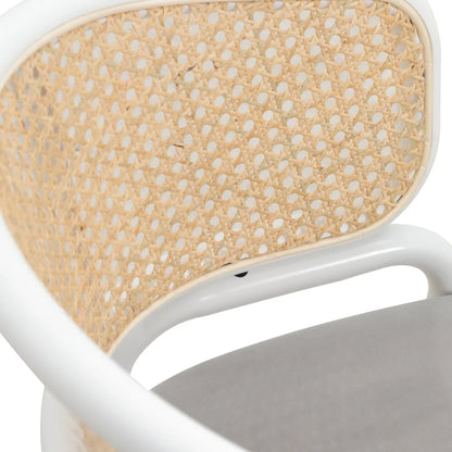 Ervilla Modern Dining Armchair with White Powder Coated Steel Legs and Wicker Back Set of 2 - Elax Furniture