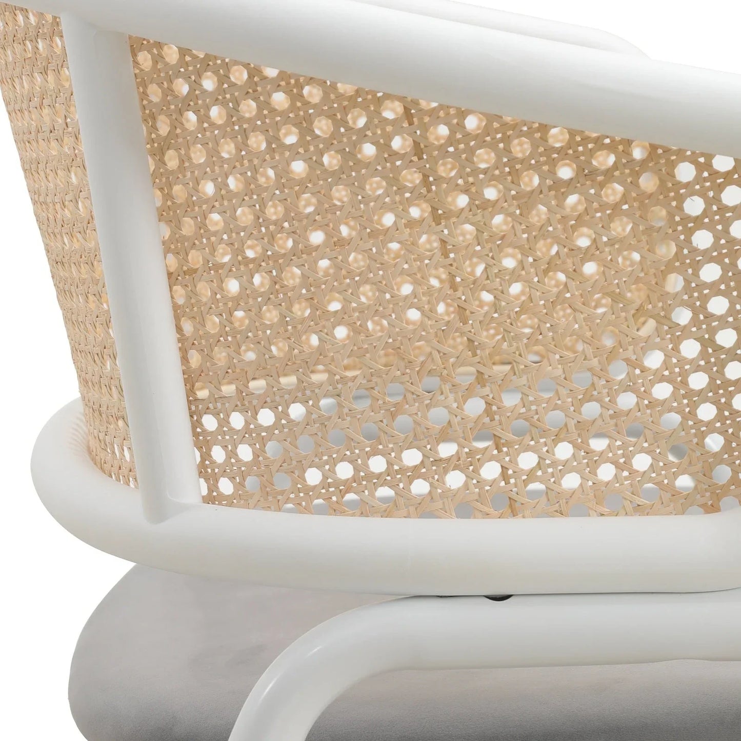 Ervilla Modern Dining Armchair with White Powder Coated Steel Legs and Wicker Back Set of 2 - Elax Furniture
