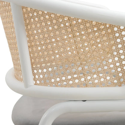 Ervilla Modern Dining Armchair with White Powder Coated Steel Legs and Wicker Back Set of 2 - Elax Furniture
