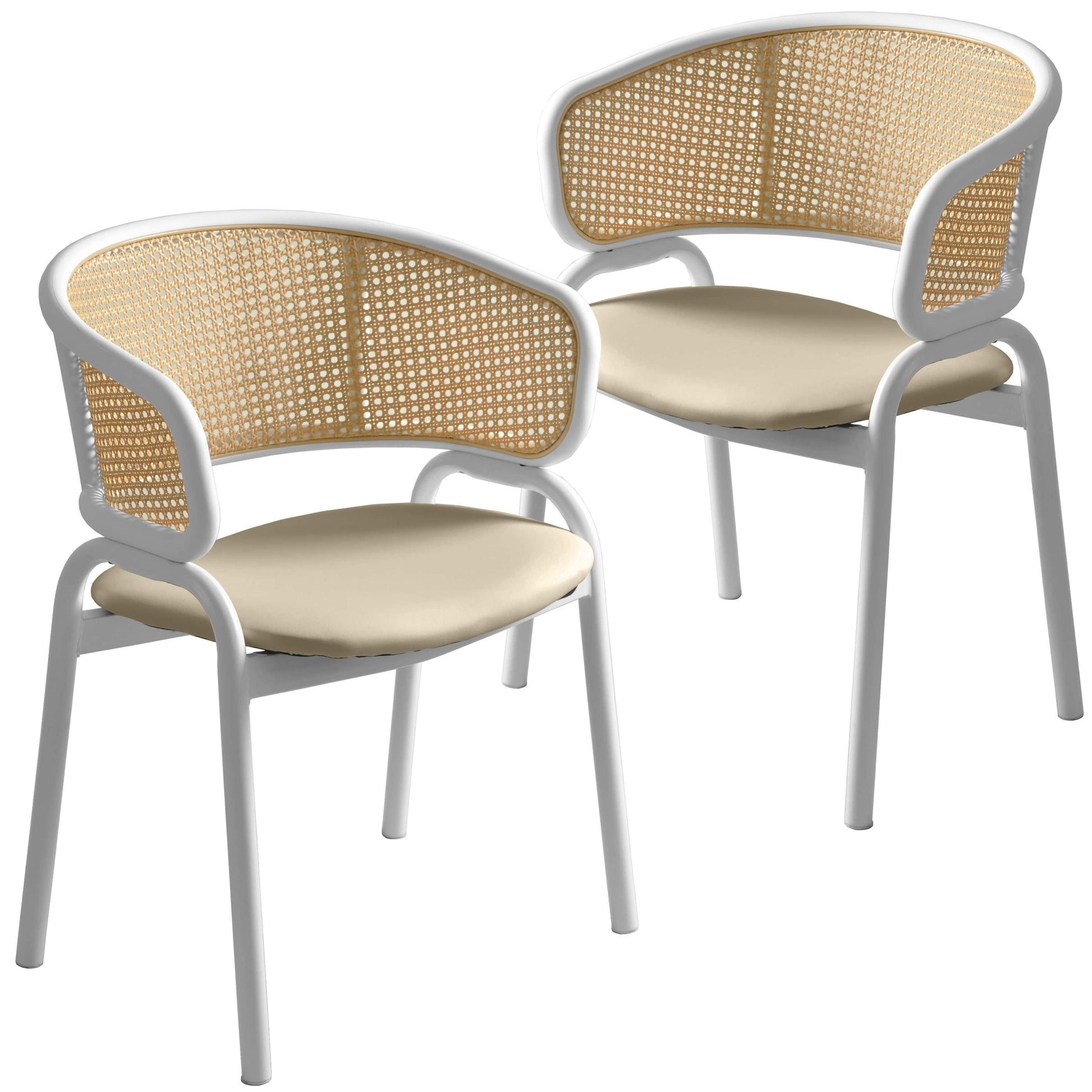 Ervilla Modern Dining Chair with White Frame and Steel Legs Set of 2 - Elax Furniture