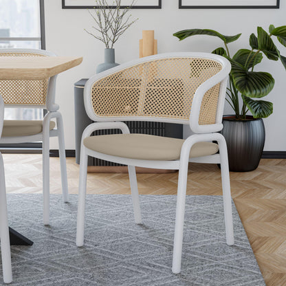 Ervilla Modern Dining Chair with White Frame and Steel Legs Set of 2 - Elax Furniture