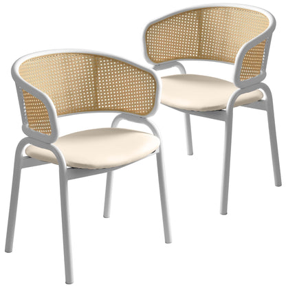 Ervilla Modern Dining Chair with White Frame and Steel Legs Set of 2 - Elax Furniture