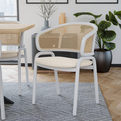 Ervilla Modern Dining Chair with White Frame and Steel Legs Set of 2 - Elax Furniture