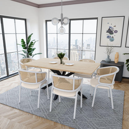 Ervilla Modern Dining Chair with White Frame and Steel Legs Set of 2 - Elax Furniture