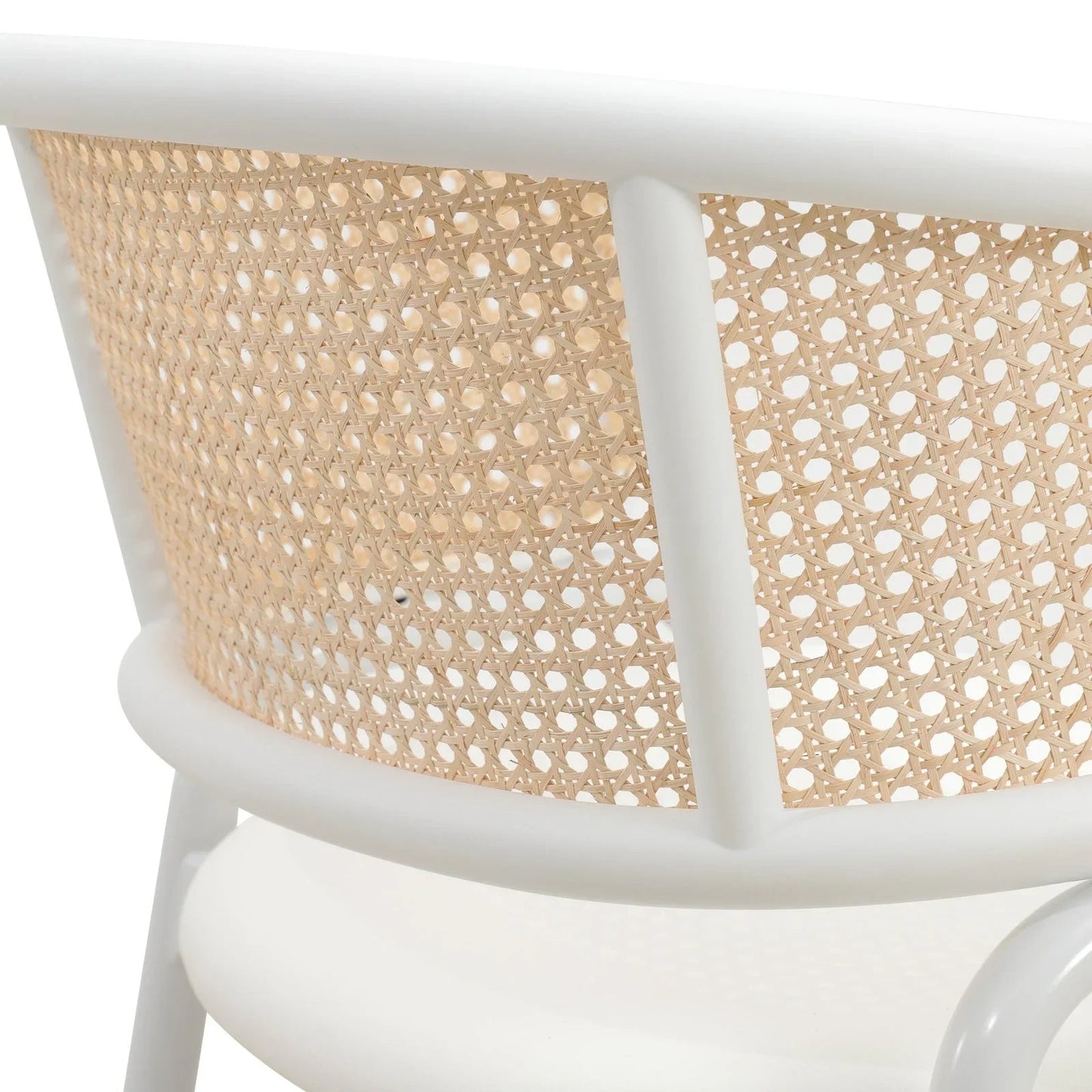 Ervilla Modern Dining Armchair with White Powder Coated Steel Legs and Wicker Back Set of 2 - Elax Furniture