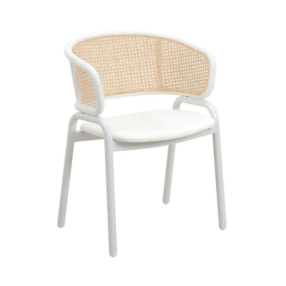Ervilla Dining Armchair with White/Black Steel Legs and Black/Brown Wicker Back - Elax Furniture
