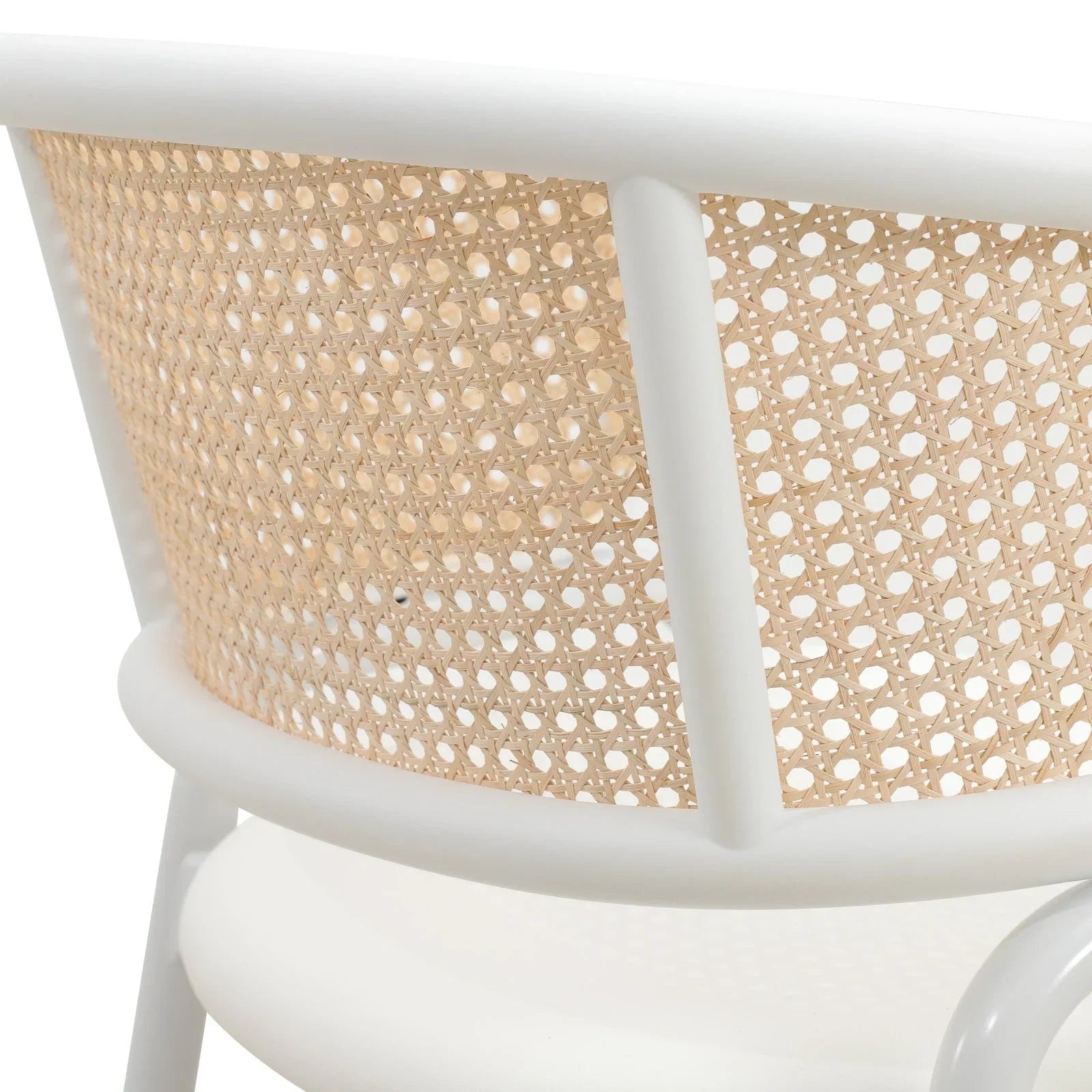 Ervilla Dining Armchair with White/Black Steel Legs and Black/Brown Wicker Back - Elax Furniture