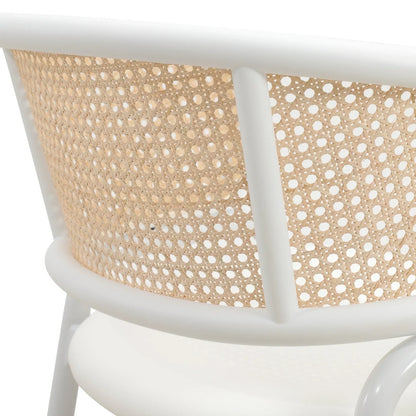 Ervilla Dining Armchair with White/Black Steel Legs and Black/Brown Wicker Back - Elax Furniture