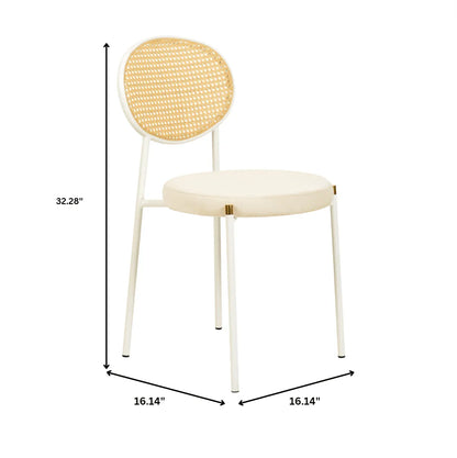 Euston Velvet Dining Chair with Rattan Back and Stainless Steel Legs - Elax Furniture