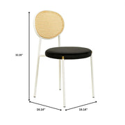 Elega 7-Piece Dining Set with Rectangular Sintered Stone Table and 6 Velvet Side Chairs with Wicker Back - Elax Furniture