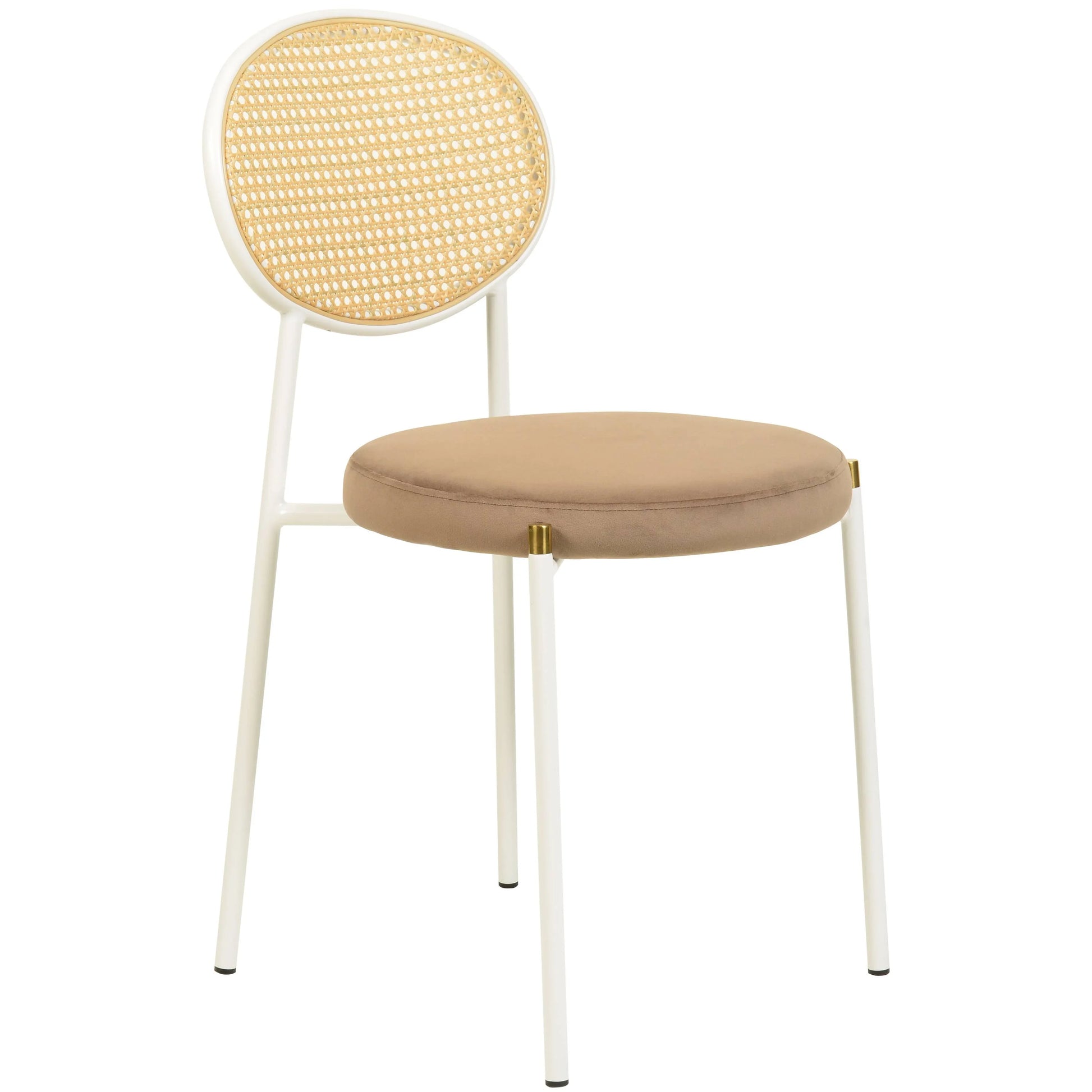 Ravenna 5-Piece Dining Set with 63" Rectangular Dining Table in Maple with 4 Velvet Dining Chairs in White Steel Legs - Elax Furniture