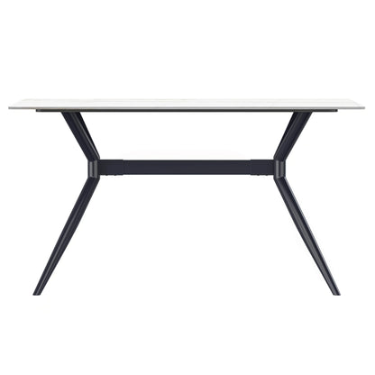 Elega 7-Piece Dining Set with Rectangular Sintered Stone Table and 6 Velvet Side Chairs with Wicker Back - Elax Furniture