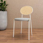 Euston Velvet Dining Chair with Rattan Back and Stainless Steel Legs - Elax Furniture