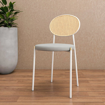 Euston Velvet Dining Chair with Rattan Back and Stainless Steel Legs - Elax Furniture
