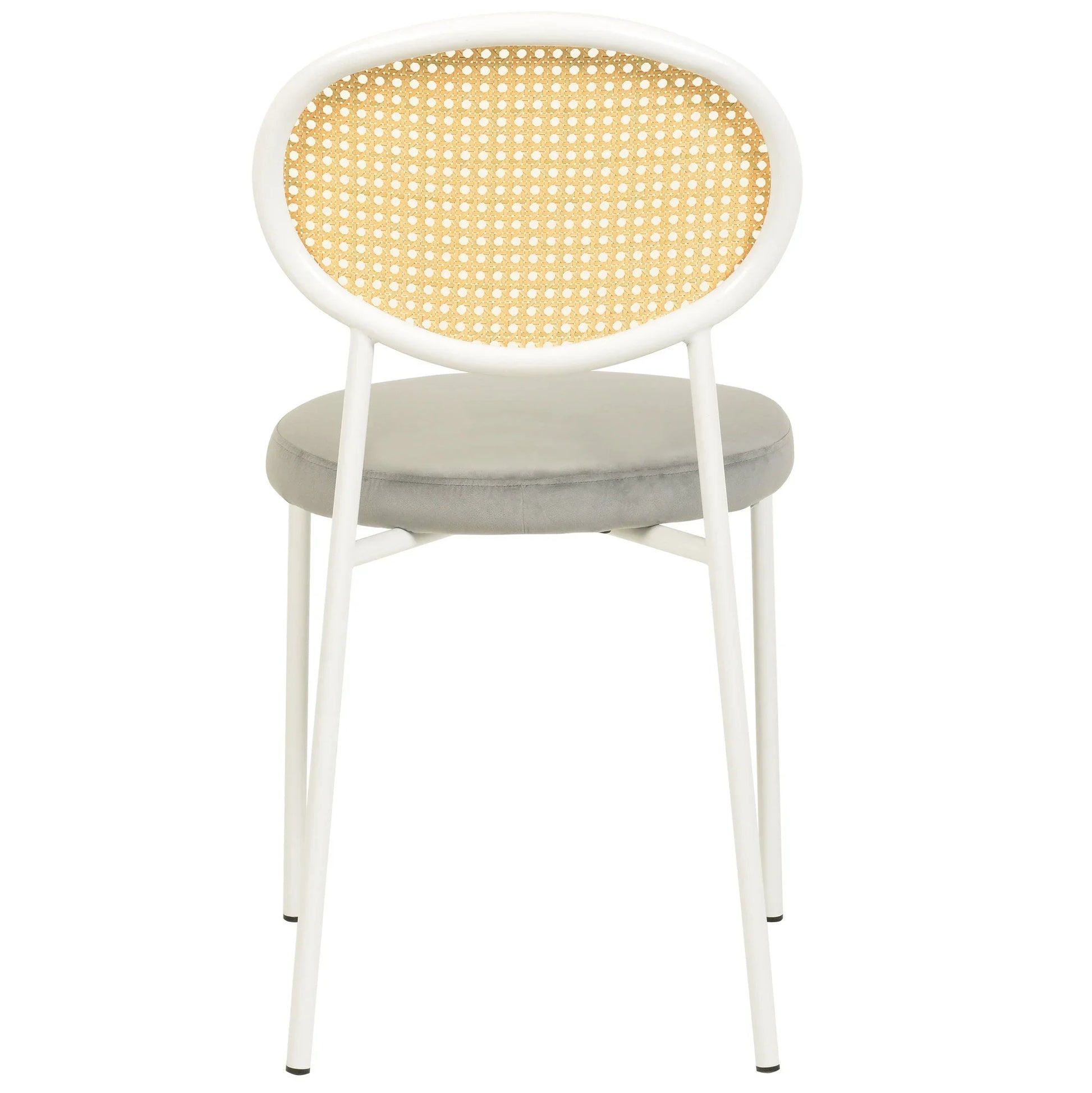 Euston Velvet Dining Chair with Rattan Back and Stainless Steel Legs - Elax Furniture