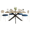 Ravenna 5-Piece Dining Set with 63" Rectangular Dining Table in Maple with 4 Velvet Dining Chairs in White Steel Legs