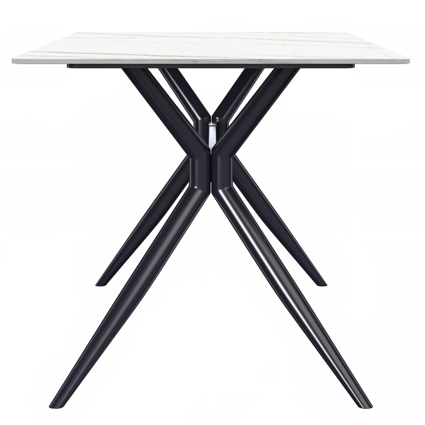 Elega 7-Piece Dining Set with Rectangular Sintered Stone Table and 6 Velvet Side Chairs with Wicker Back - Elax Furniture