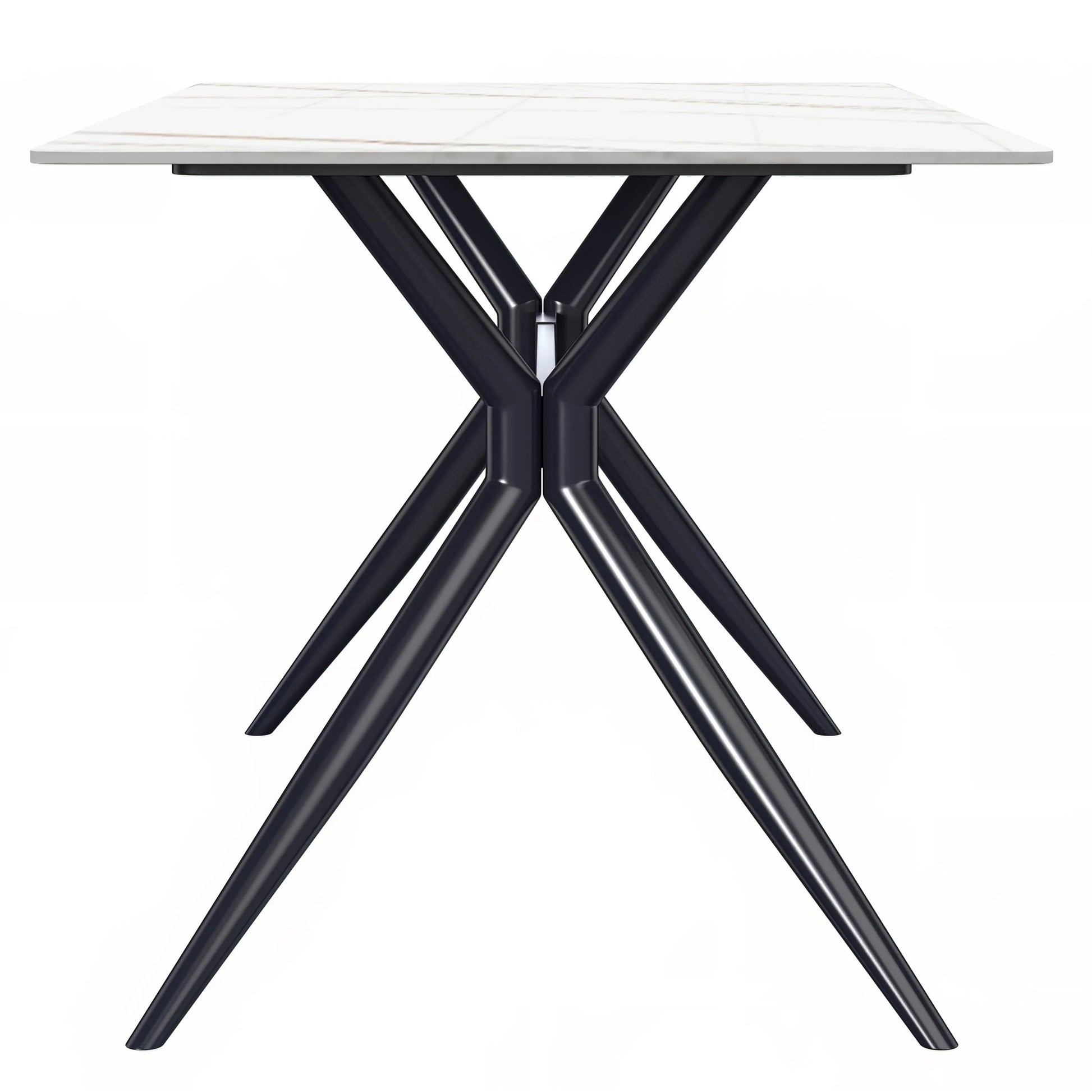 Elega 7-Piece Dining Set with Rectangular Sintered Stone Table and 6 Velvet Side Chairs with Wicker Back - Elax Furniture
