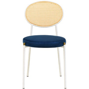 Euston Velvet Dining Chair with Rattan Back and Stainless Steel Legs - Elax Furniture