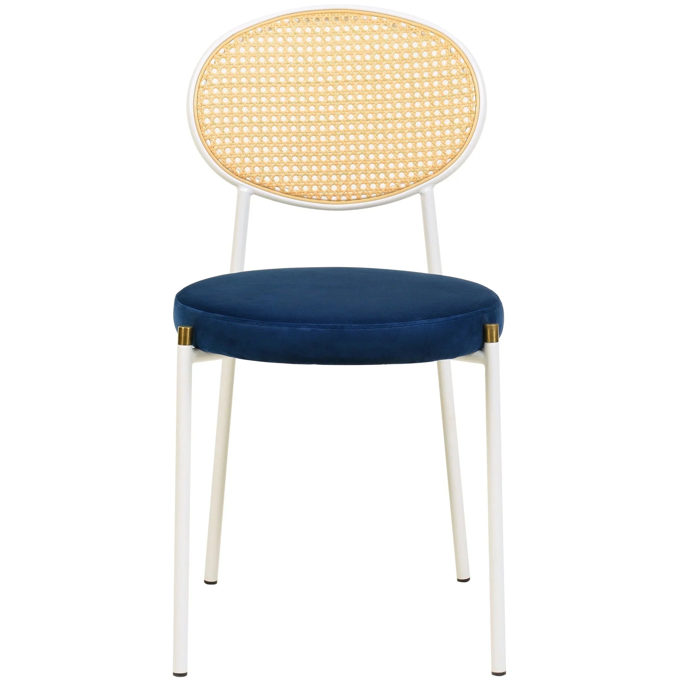 Euston Velvet Dining Chair with Rattan Back and Stainless Steel Legs - Elax Furniture
