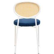 Euston Velvet Dining Chair with Rattan Back and Stainless Steel Legs - Elax Furniture