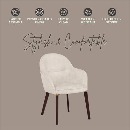 Elias Dining Chair Upholstered in Leather Velvet and Powder Coated Legs - Elax Furniture