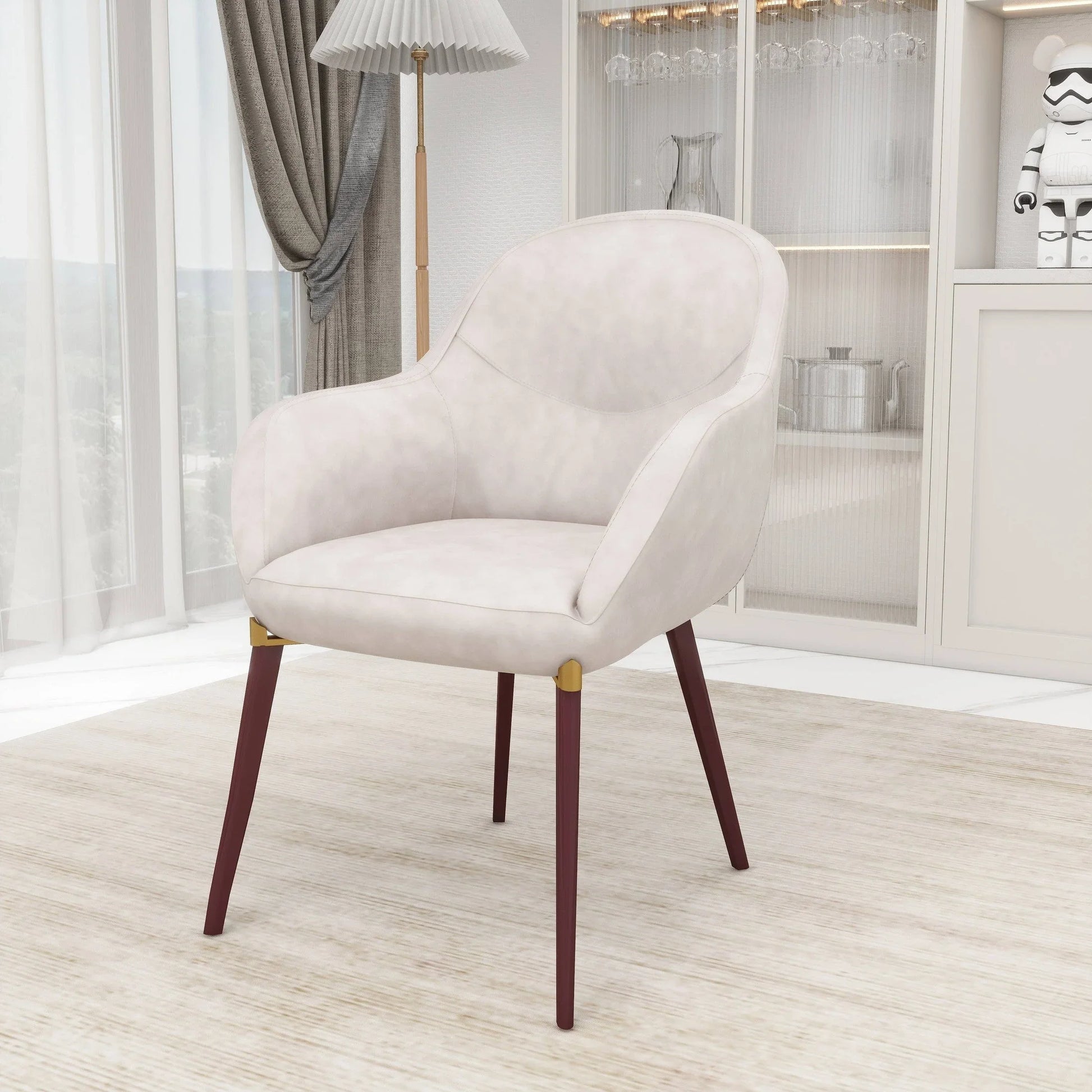 Elias Dining Chair Upholstered in Leather Velvet and Powder Coated Legs - Elax Furniture