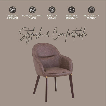 Elias Dining Chair Upholstered in Leather Velvet and Powder Coated Legs - Elax Furniture