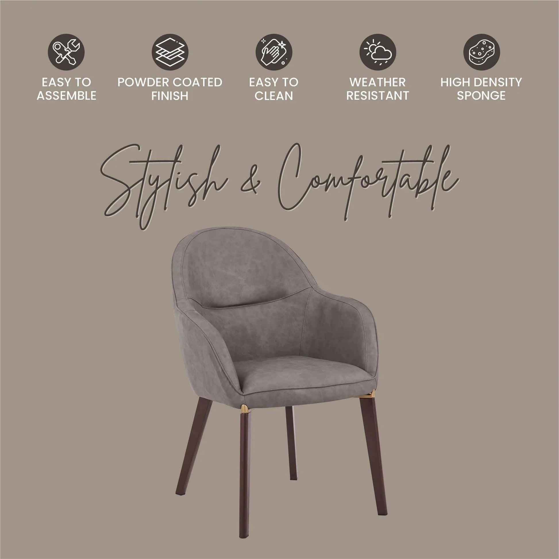 Elias Dining Chair Upholstered in Leather Velvet and Powder Coated Legs - Elax Furniture