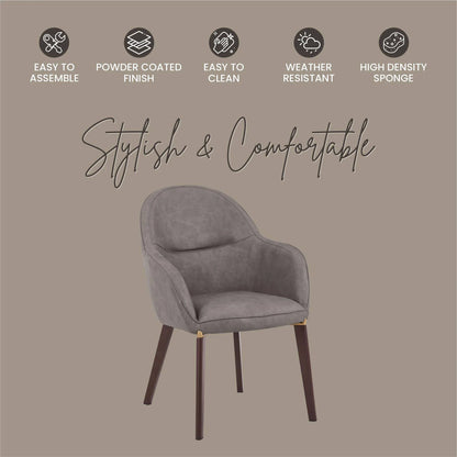 Elias Dining Chair Upholstered in Leather Velvet and Powder Coated Legs - Elax Furniture