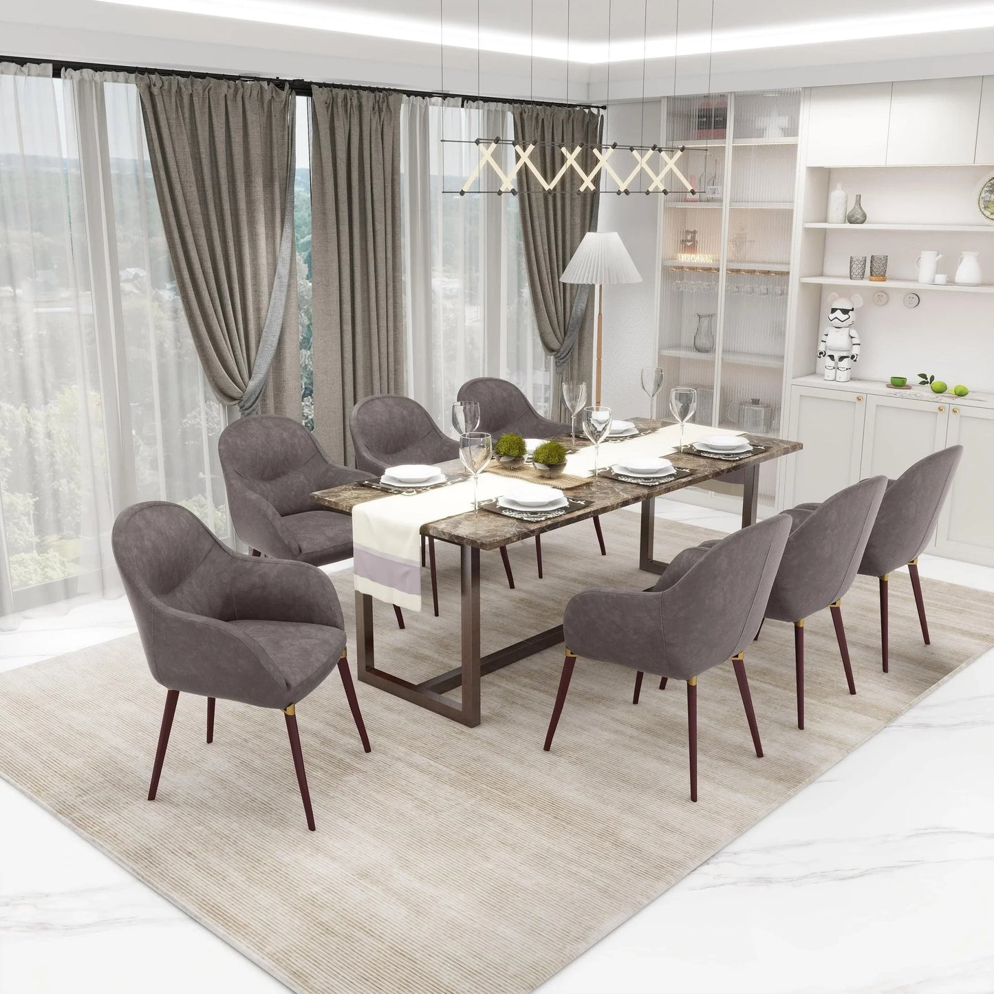 Elias Dining Chair Upholstered in Leather Velvet and Powder Coated Legs - Elax Furniture