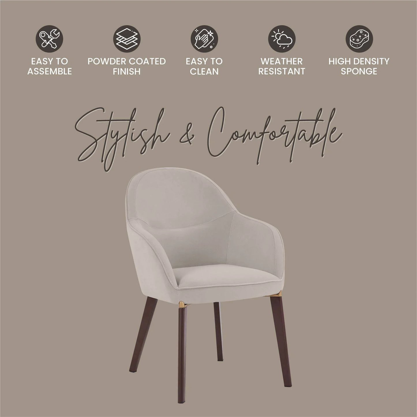 Elias Dining Chair Upholstered in Leather Velvet and Powder Coated Legs - Elax Furniture