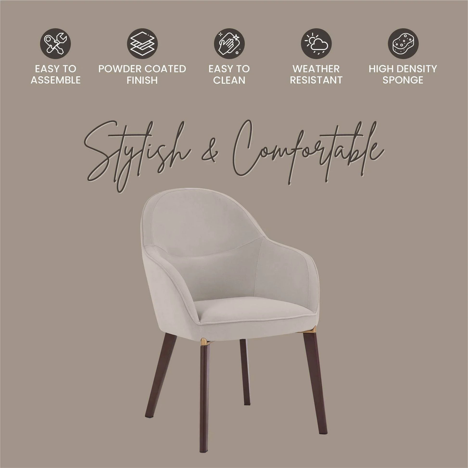 Elias Dining Chair Upholstered in Leather Velvet and Powder Coated Legs - Elax Furniture